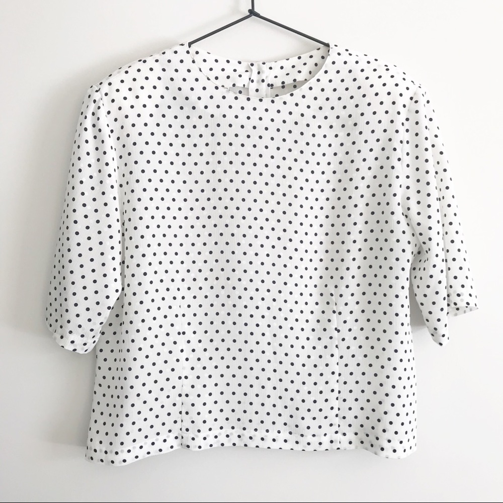 EVAN PICONE Polka Dot Button-Back Blouse